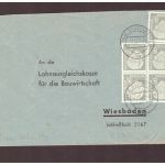 Bund Heuss 5er Mehrfachfrankatur Stuttgart - Wiesbaden 1957