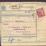 Österreich Einzelfrankatur Paketkarte Wien - Sarajevo 1918