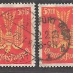 Deutsches Reich Mi.Nr. 218 FI Abart + 218 Vergleichsstück gestempelt geprüft