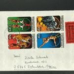 DDR Eilbrief Zirkus 4erBlock 2983-2986 Leipzig nach Erlenbach