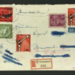 Mischfrankatur Bund Einschreiben Wiesbaden 1955 nach Darmstadt