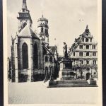 AK Stuttgart Stiftskirche mit Schillderdenkmal nicht gelaufen