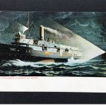 Ansichtskarte Postcard - D. & C. Steamers Passing at night