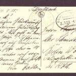 Feldpostkarte Le Rabot bei Gand 1915 nach Berlin