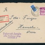 Alliierte Besetzung BiZone Einzelfrankatur Einschreiben Freiburg n. Hameln 1951