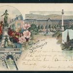 Ansichtskarte Gruss aus Stuttgart , Residenzschloss, Eugens-Brunnen 1898