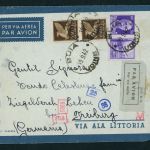Italien Luftpost Mischfrankatur Buja nach Freiburg - Zensur