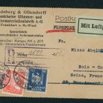 Dt. Reich Luftpostkarte Firmenkarte Frankfurt nach Bois Colomes 1925