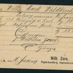 Dt. Reich Nachnahme Postkarte Papierhandlung Zorn Freiburg n. Waldkirh 1899