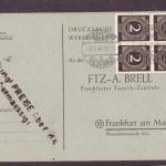 Drucksache Besetzung BiZone mit Viererblock - Einheit Frankfurt a. M. 1948