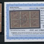 Alliierte Besetzung Bizone AMPost Michel Nr. 6x gestempelt 6er Block Befund