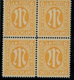 All. Besetzung Bizone AMPost Michel Nr. 13D postfrisch 4er Block Befund