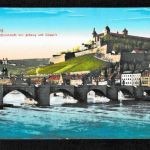 Ansichtskarte Würzburg - alte Mainbrücke mit Festung und Käpple um 1910
