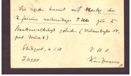 Württemberg Dienst Ganzsache Stuttgart 1918 - geknickt