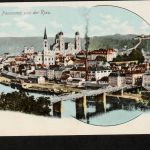 Ansichtskarte Passau - Panorama von der Ries mit Eisenbahnbrücke um 1910