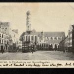 Ansichtskarte Augsburg - Ulrichskirche und Maximiliansplatz - 1906 nach England