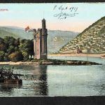 Ansichtskarte Bingen - Blick auf den Mäuseturm und Ruine Ehrenfels - 1919