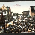 Ansichtskarte Mainz - Markt mit Brunnen - 1919