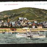 Ansichtskarte Aßmannshausen am Rhein - mit Dampfer Ansicht - 1919