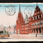 Ansichtskarte Wiesbaden - Schloß / Rathaus / Kirche / Töchterschule - Droel 1928
