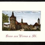 Ansichtskarte Gruss aus Worms - Wasserturm / Schule / Kirche - 1919