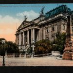 Ansichtskarte Wiesbaden - Nassauisches Theater / Schiller Denkmal - um 1914