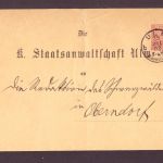 Württemberg Dienstganzsache + Staatsanwaltschaft Ulm nach Oberndorf - 1892