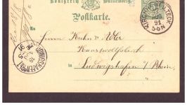 Württemberg Ganzsache - Kirchheim Teck nach Ludwigshafen - 1891