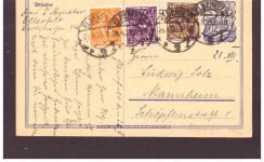 Infla Ganzsache P 150 Typ I / 26.6. 1923 - Elberfeld nach Mannheim