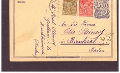 Infla Ganzsache / Tabakfabrik - Bahnpost Leipzig nach Bruchsal - 1923
