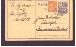 Infla Ganzsache / Tabakfabrik - Burg Bz. Magdeburg nach Bruchsal - 1923