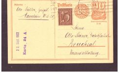 Infla Ganzsache P 153 / Tabakfabrik - Mannheim nach Bruchsal - 1922