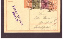 Infla Ganzsache P 141 Typ I - Milspe nach Bruchsal 1922