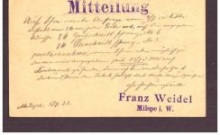 Infla Ganzsache P 141 Typ I - Milspe nach Bruchsal 1922