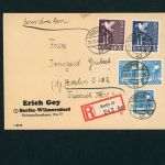 Alliierte Besetzung Kontrollrat 962c MiFr. 960a +950a Einschreiben Berlin Attest