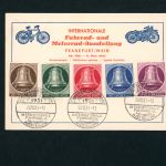 Berlin Michel Nummer 75 - 79 auf Postkarte Fahrrad Motorrad Austellung geprüft