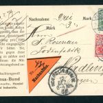 Dt. Reich Germania MiFr Nachnahme Karte Mitgliedsbeitrag Berlin n. Nördlingen