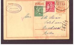 Infla Ganzsache P 141 - Tabakfabrik / Grafenhausen Neustadt nach Bruchsal - 1922