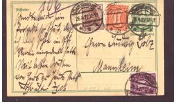 Infla Ganzsache P 140 / MF - Charlottenburg nach Mannheim - 1922