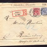 Dt. Reich Mischfrankatur Einschreiben Chemnitz n. Braunschweig 1895