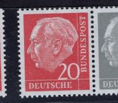 Bund Heuss Zusammendruck, Michel Nr. W 21 / W 23 y II, postfrisch
