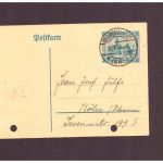 Saargebiet Ganzsache P19 gelocht Saarbrücken n. Köln 1925