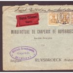 Dt. Reich Germania - MF - Zensur Hamburg n. Ruysbroeck Belgien - 1917
