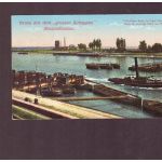 Ansichtskarte Bayern - Gruss aus Maximiliansau / Schiffe - Steg - Industrie 1912