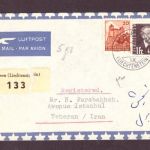 Liechtenstein Luftpost Einschreiben - Mauren nach Teheran / Iran 1951
