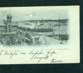 Ansichtskarte Kiel- Mondscheinkarte Gruss aus Kiel - Blck auf Hafen n. Ulm 1898