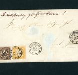 Württemberg MiFr 11a , 12a , K2 Cannstatt 2 , unterfrankiert + nachfrankiert