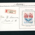 Schweiz Block Nummer 4 Einschreiben Aarau nach Hasle 22.09.1938