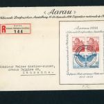 Schweiz Block Nummer 4 Einschreiben Aarau nach Lausanne - FDC