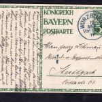 Ganzsache Bayern 1911 gelaufen Würtzburg